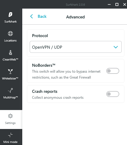 surfshark-vpn-review-settings-Advanced surfshark vpn review advanced settings