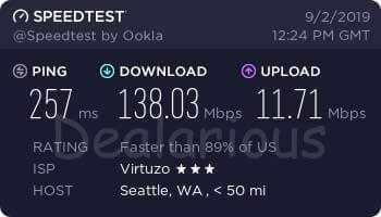 NordVPN USA Server speed test
