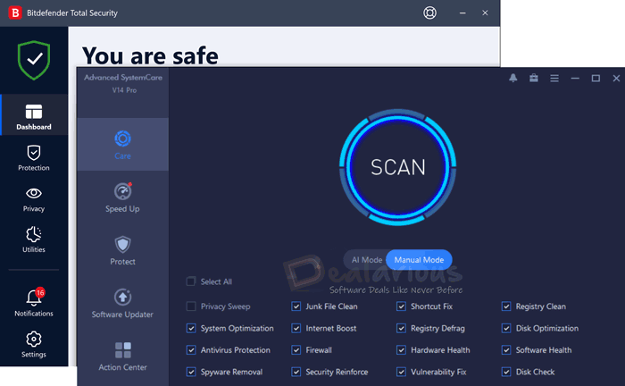 Advanced systemCare with Bitdefender