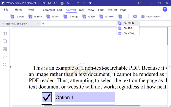 PDF conversion options in Wondershare PDFelement 8
