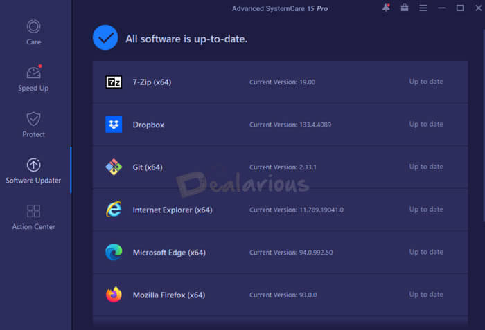 Software updater Advanced SystemCare 15 Pro