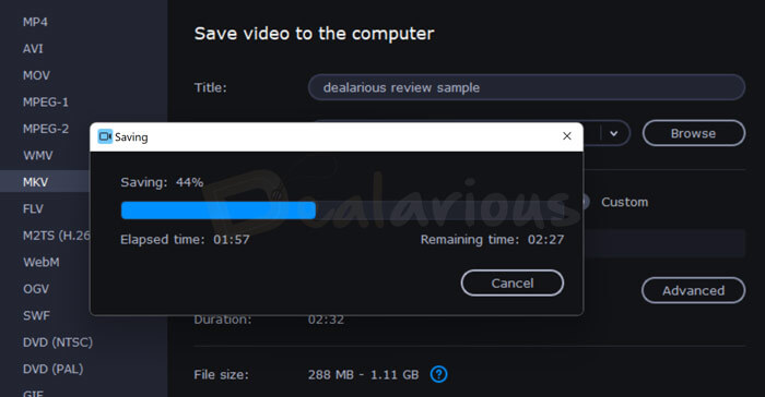 4k video export in Movavi video editor