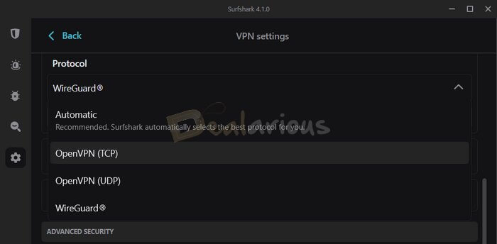 What vpn protocols are available in Surfshark 