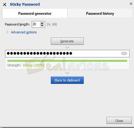 Generate passwords with Sticky Password