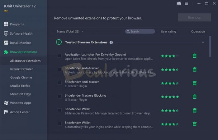 Remove Browser Extensions with IObit Uninstaller