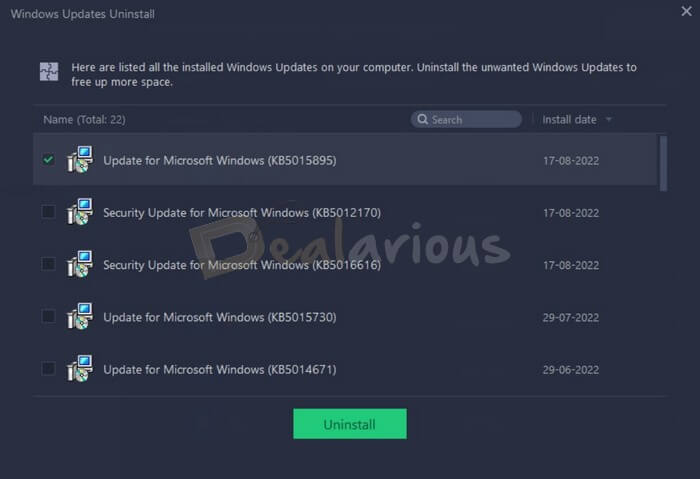 Uninstall Windows Updates with IObit Uninstaller