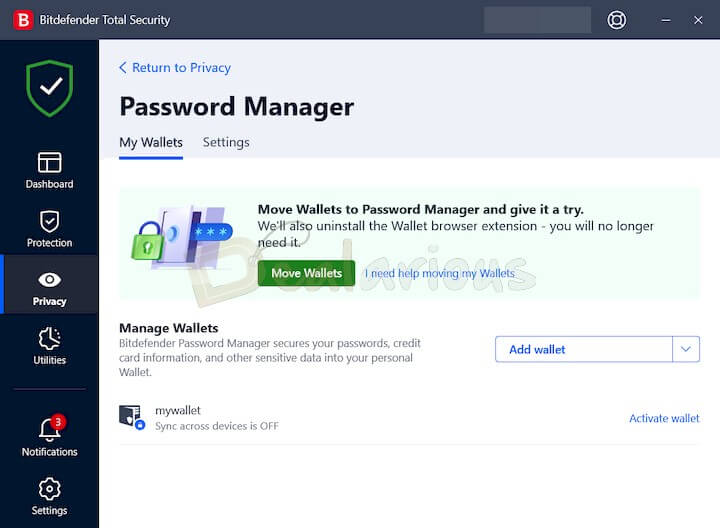Password Manager in Bitdefender