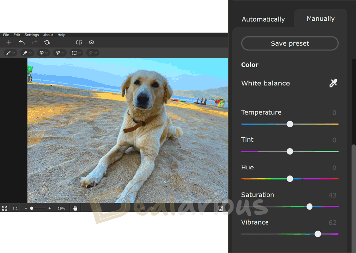 color adjustments with Movavi Photo Editor