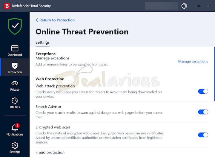 ONline Threat Prevention in Bitdefender