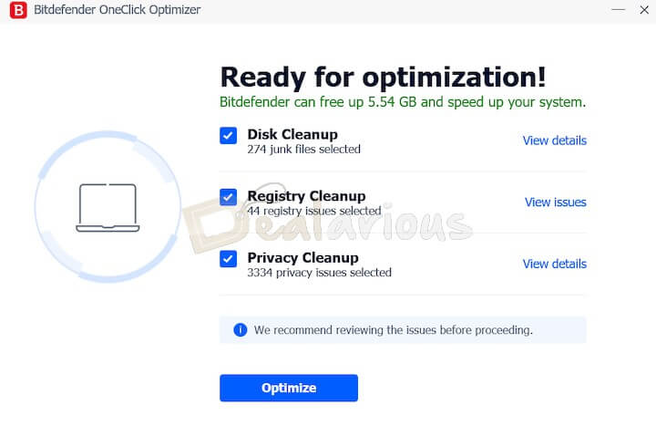 Bitdefender'da Tek Tıklama Sistem Optimizer