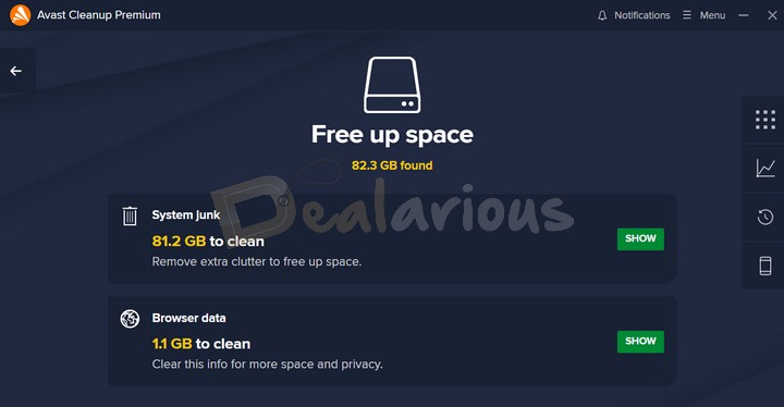 Removing System Junk Files using Avast Cleanup Premium