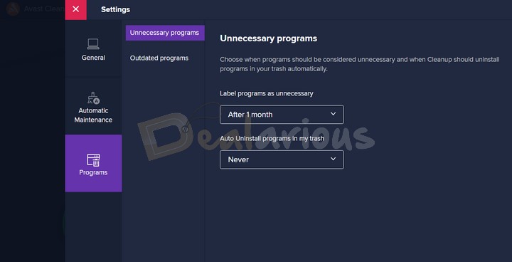 Uninstall unnecessary apps in Avast Cleanup