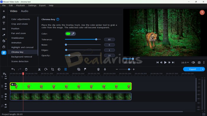 Chroma key feature in Movavi Video Editor