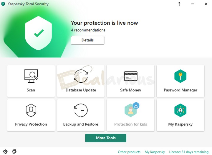 User Interface of Kaspersky Total Security