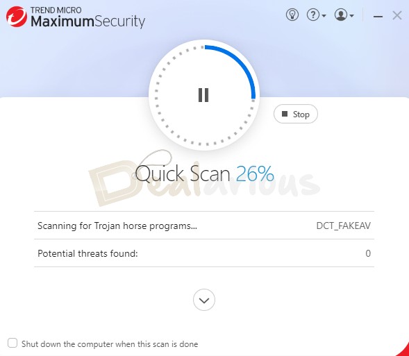 Quick scanning in Trend Micro Maximum Security
