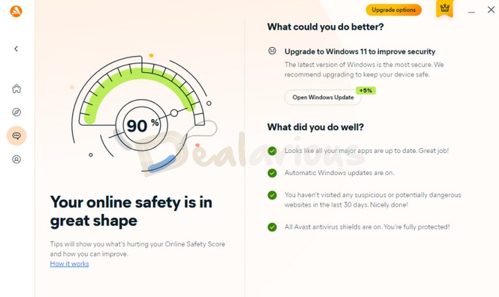 Online Safety Score feature in Avast One