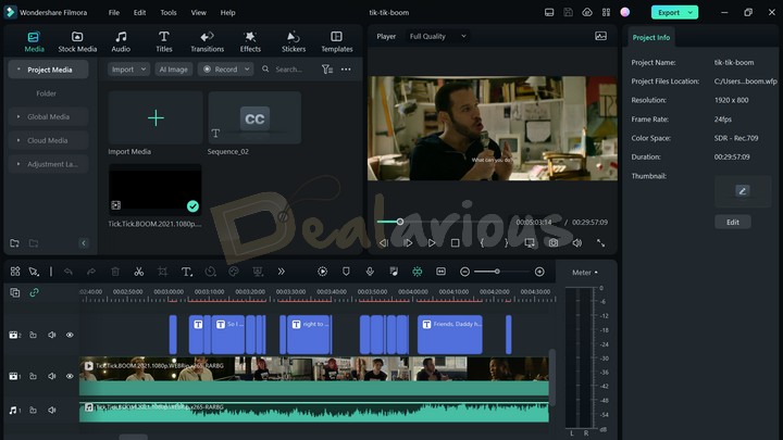 Editing Panel of Wondershare Filmora 12
