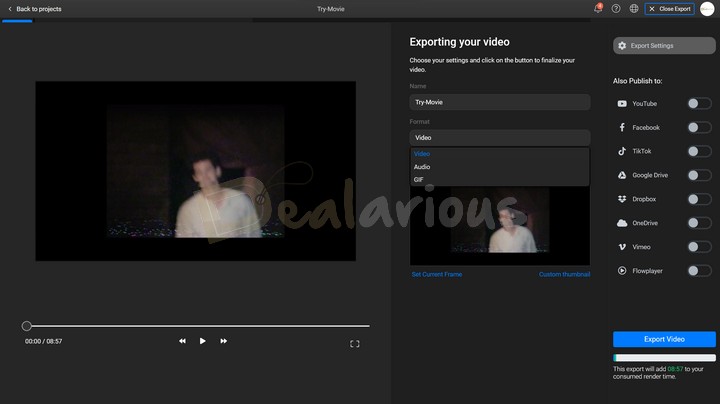 Exporting videos in Flixier