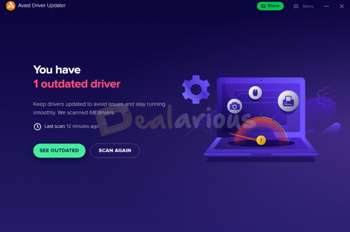 Dashboard of Avast Driver Updater