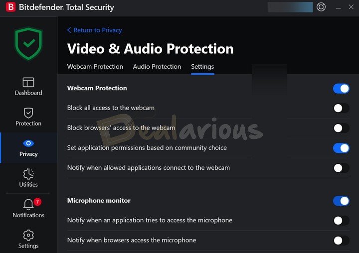 Protect Microphone & Webcam privacy with Bitdefender