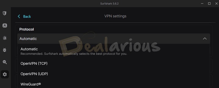VPN protocols supported by Surfshark