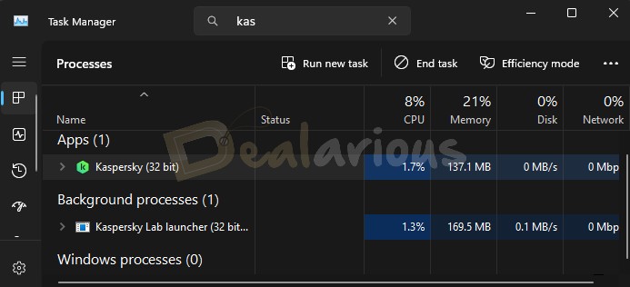 Kaspersky Idle CPU Consumption