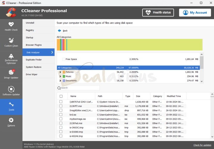 Analyze Drives with ccleaner 6