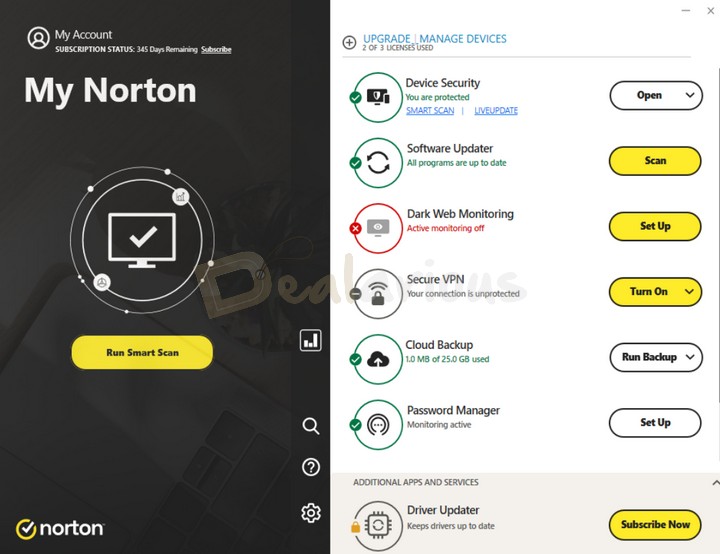 My Norton Interface
