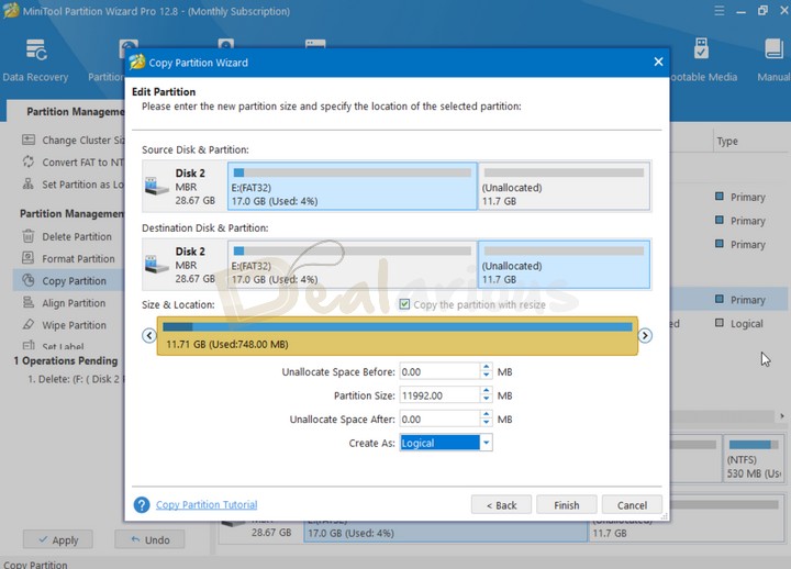 MiniTool Copy Partition