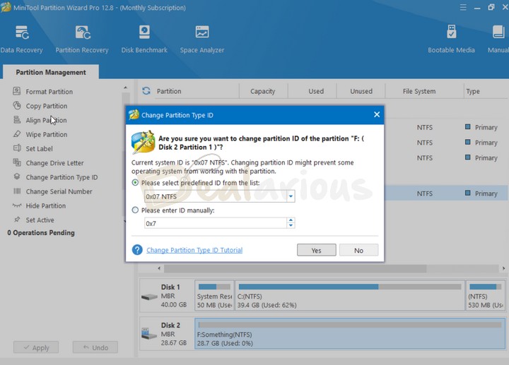 Change Partition Type ID