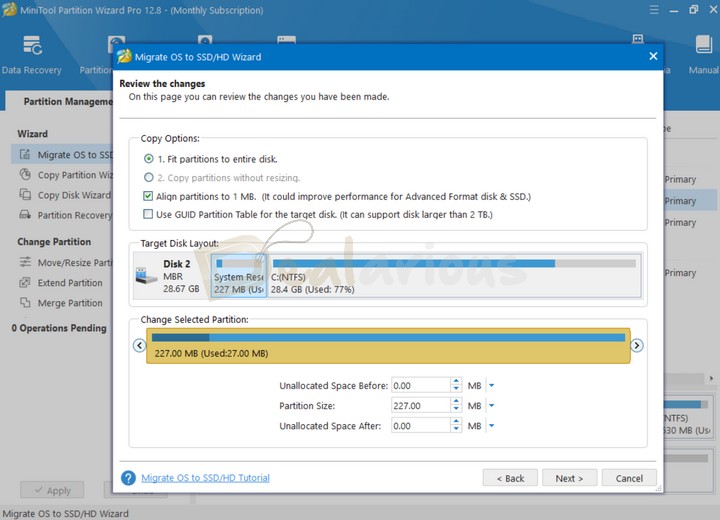 Migrate OS to SSD/HD in MiniTool