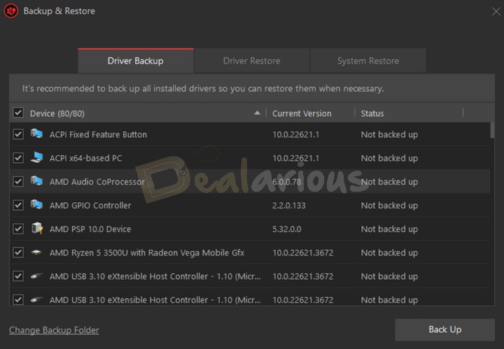 Backup & Restore feature in Driver Booster Pro