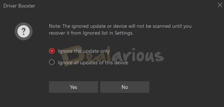 Driver Booster Pro Ignore list