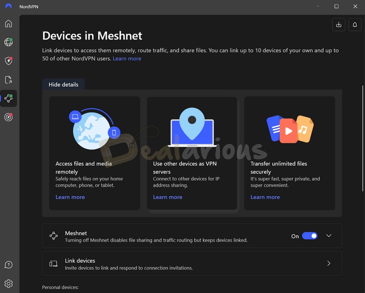 Using NordVPN's Meshnet feature