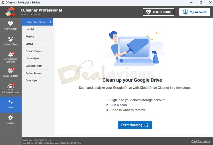 Cloud Drive Cleaning in CCleaner