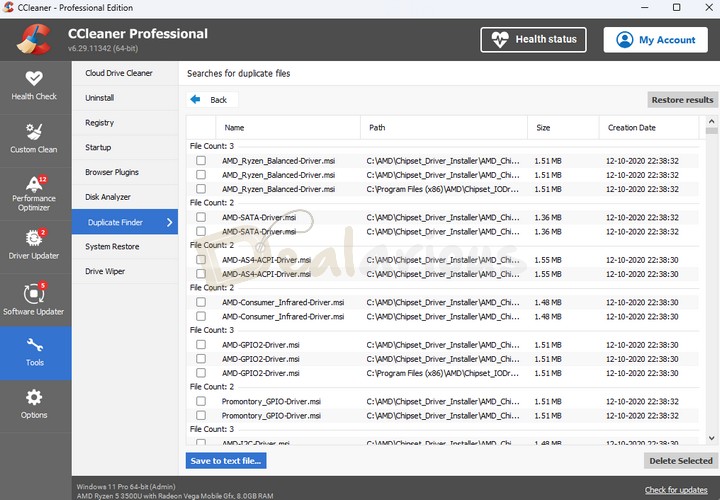 Find Duplicate files with CCleaner