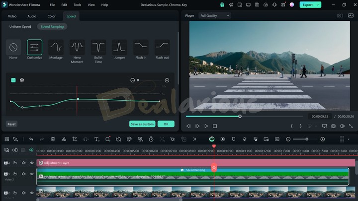 Speed ramping effects in Filmora
