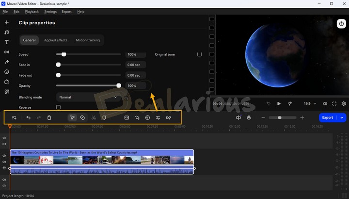 Edit your video and audio files in Movavi