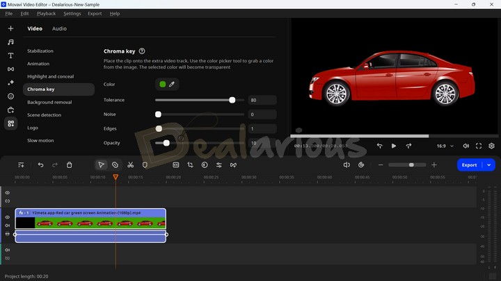 Chroma key feature in Movavi Video Editor