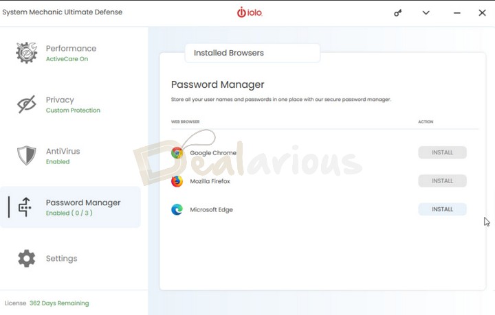 Password Manager in iolo System Mechanic Ultimate Defense