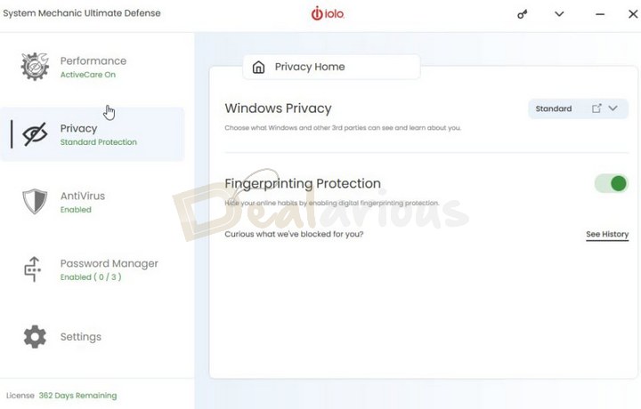 Privacy protection in System Mechanic Ultimate Defense