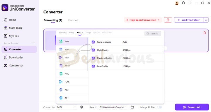 Convert Audio Files in UniConverter 16