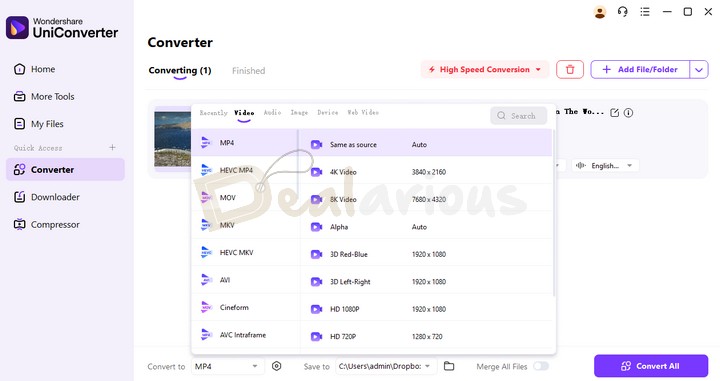 Conversion Options in Wondershare UniConverter