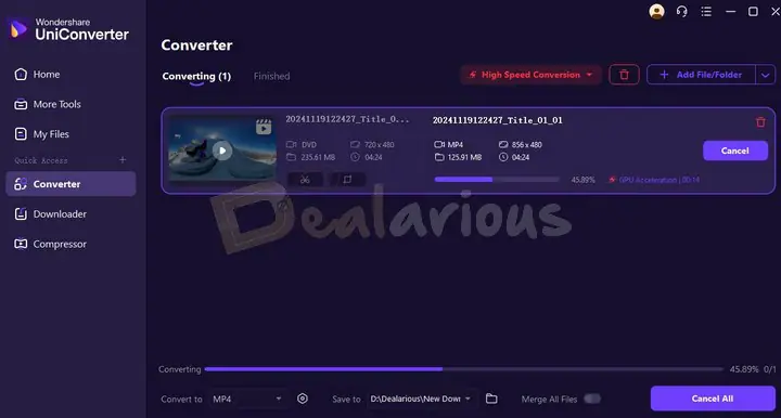 DVD to Mp4 Conversion DVD to MP4 conversion process in Uniconverter 16