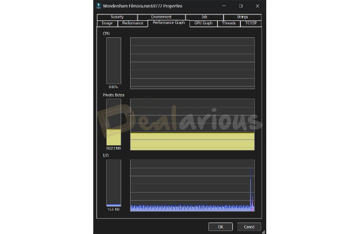 Filmora Idle State Resource Usage