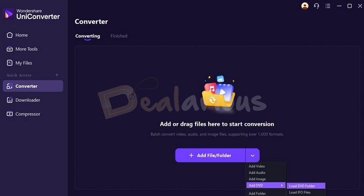 Add DVD files in UniConverter