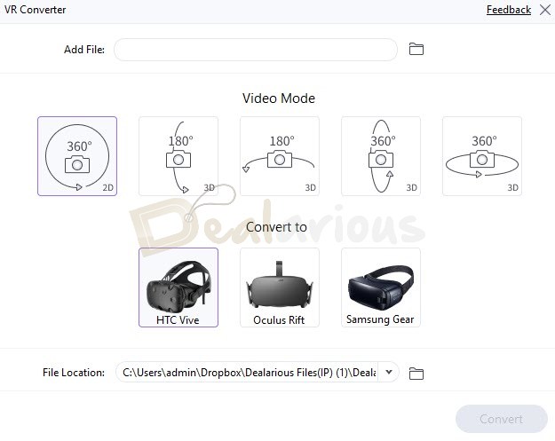 Convert Videos to Virtual Reality in UniConverter 16