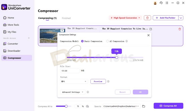 Compress Videos and Audios in UniConverter 16