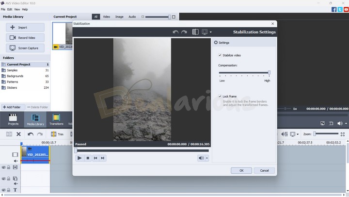 Stabilizing videos in AVS Video Editor