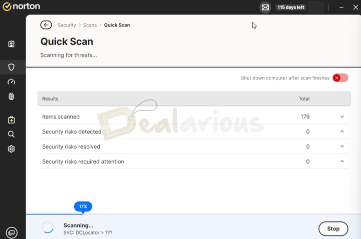 Quick Scan in Norton 360